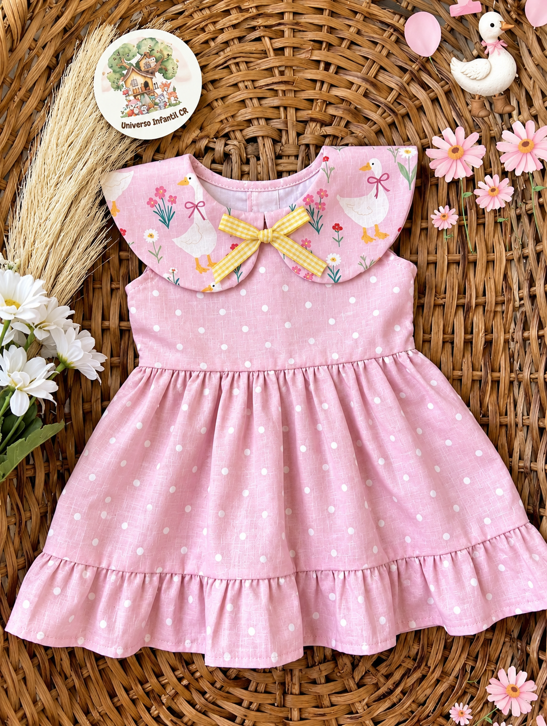 Vestido gansos rosa