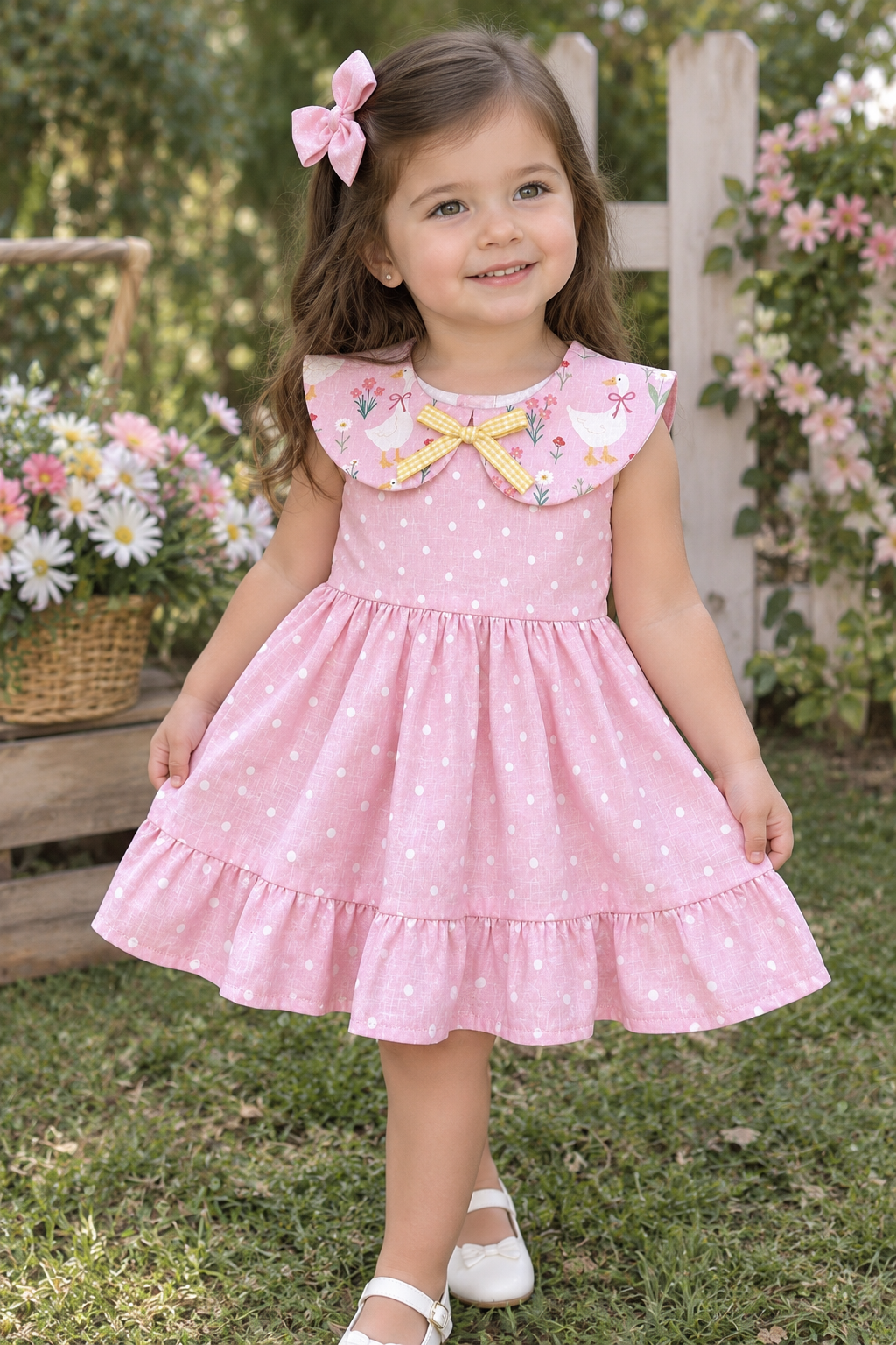 Vestido gansos rosa